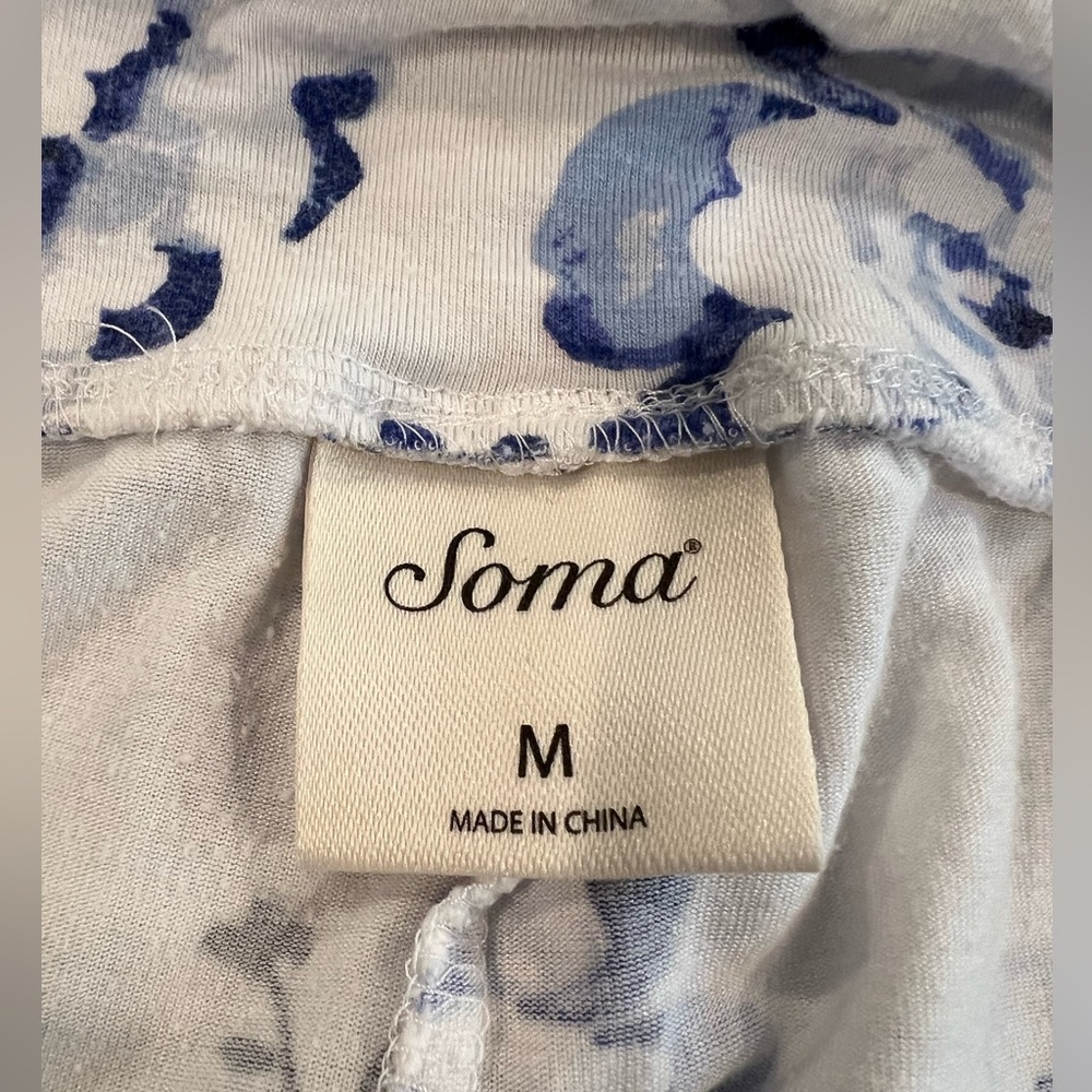 2Pc PJ Set 💙SOMA Pants & LIFE IS GOOD T / Blue Floral Pants w Pockets & Ski Dog - Picture 9 of 12